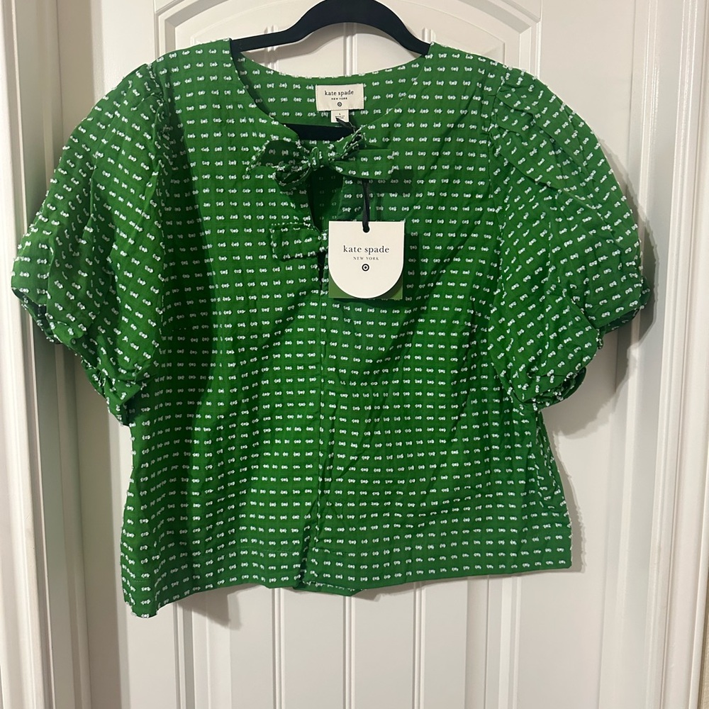 kate spade x Target Textured Polka Dot Puff Short Sleeve Blouse